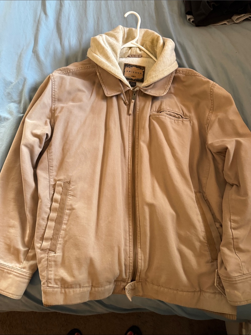 Arizona Jean Company Tan Zip-Front Jacket with Attached Hood